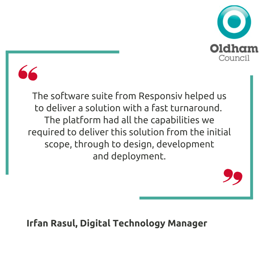 The software suite from Responsiv helped us to deliver a solution with a fast turnaround.  The platform had all the capabilities we required to deliver this solution from the initial scope, through to design, development  and deployment. 
